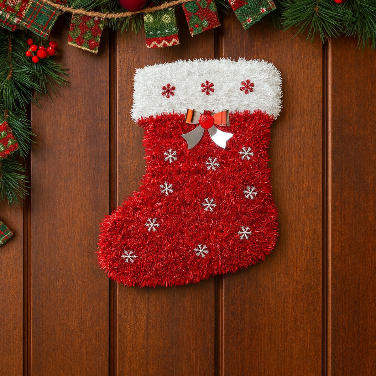 Colgante Bota Pascuero Rojo Grande 49cm Decoración Hogar - Louicid