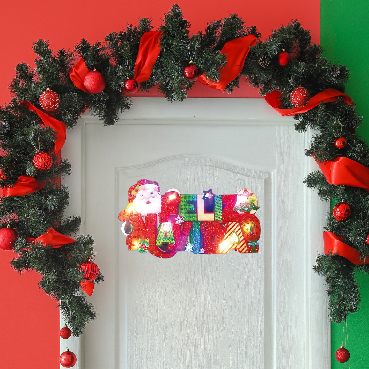 Colgante Feliz Navidad Con Luz Led Puerta - Louicid