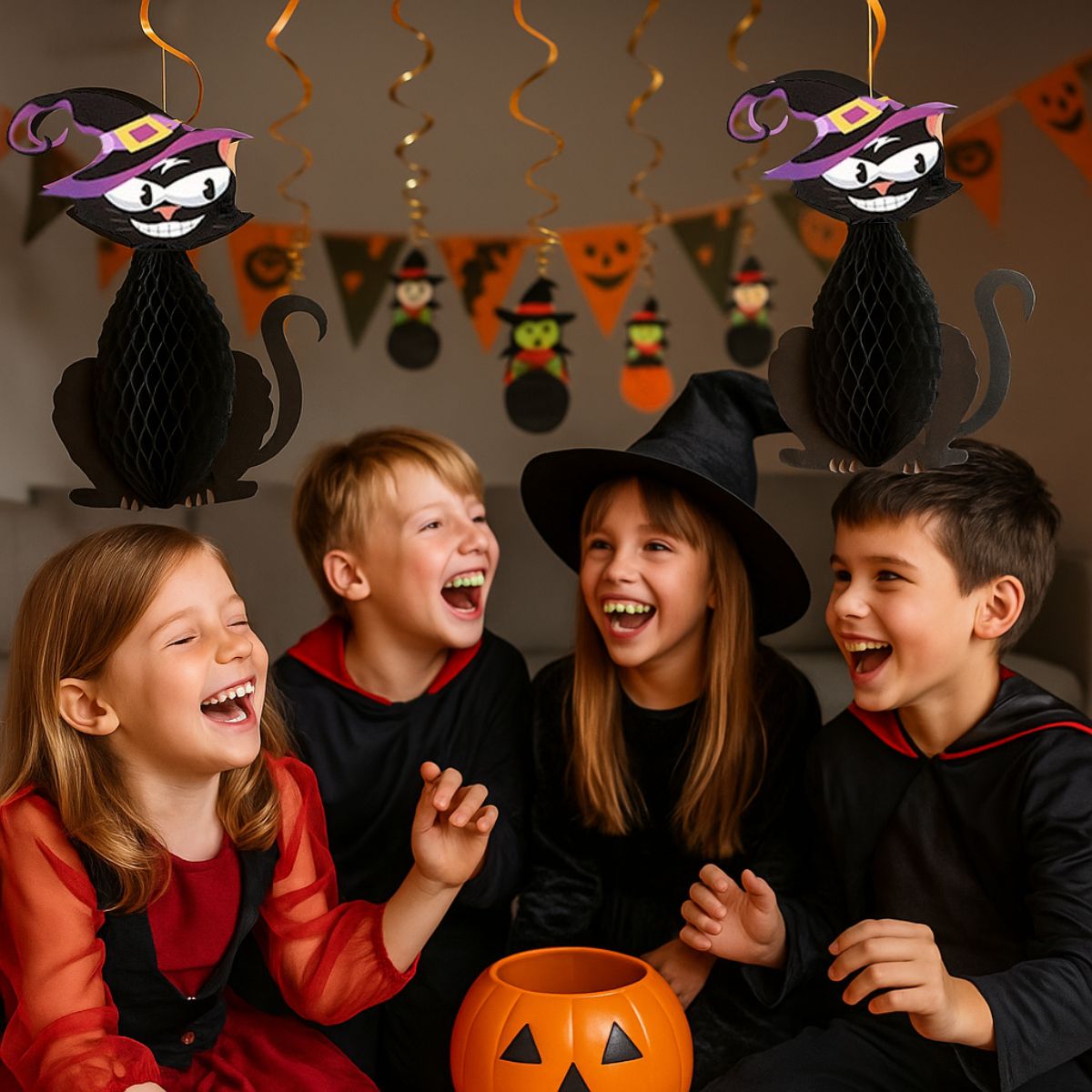 Colgante Gato Negro 42cm Halloween Fiesta Infantil - Louicid