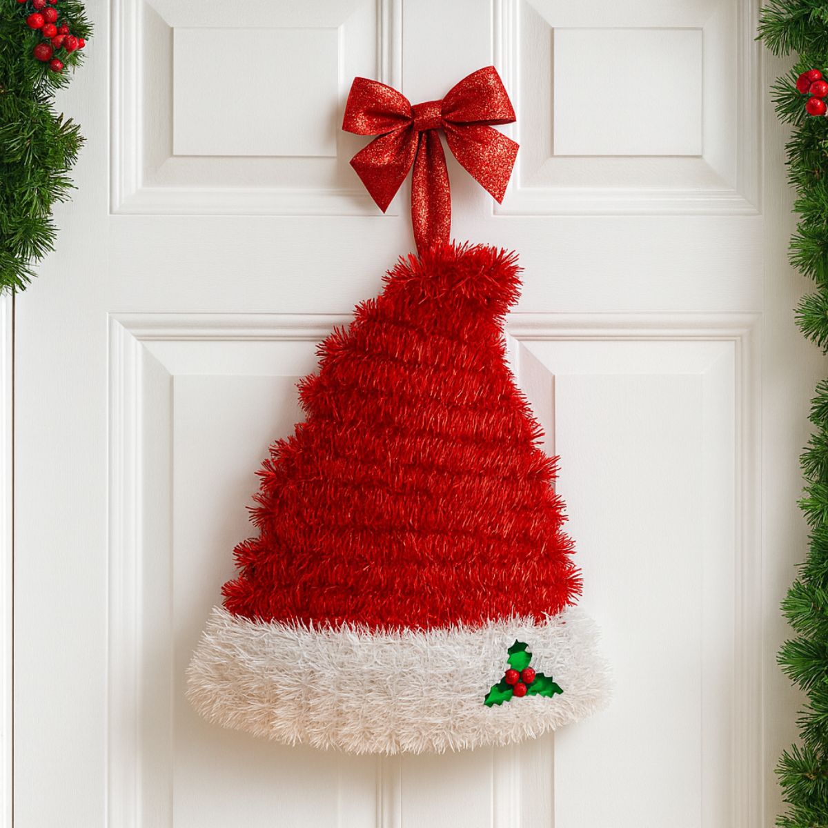 Colgante Gorro Pascuero Rojo 34cm Para Puerta - Louicid