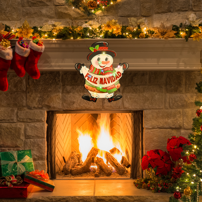 Colgante Navideño Muñeco De Nieve Con Luz Led Chimenea - Louicid