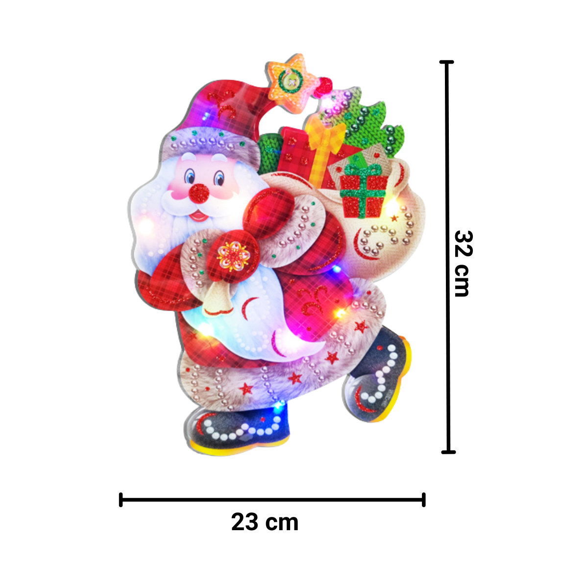 Colgante Navideño Viejo Pascuero Con Luz Led Medidas - Louicid