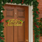 Colgante Puerta Feliz Navidad Dorado Decoración Hogar - Louicid