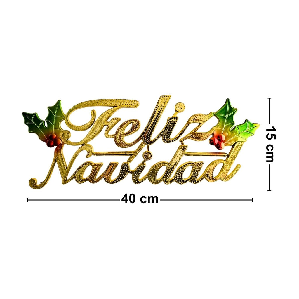 Colgante Puerta Feliz Navidad Dorado Medidas - Louicid