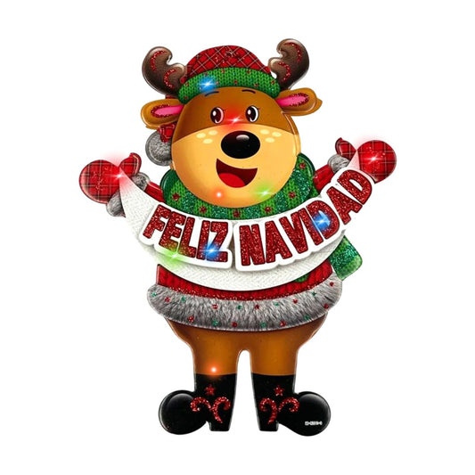 Colgante Reno Feliz Navidad Con Luz Led - Louicid