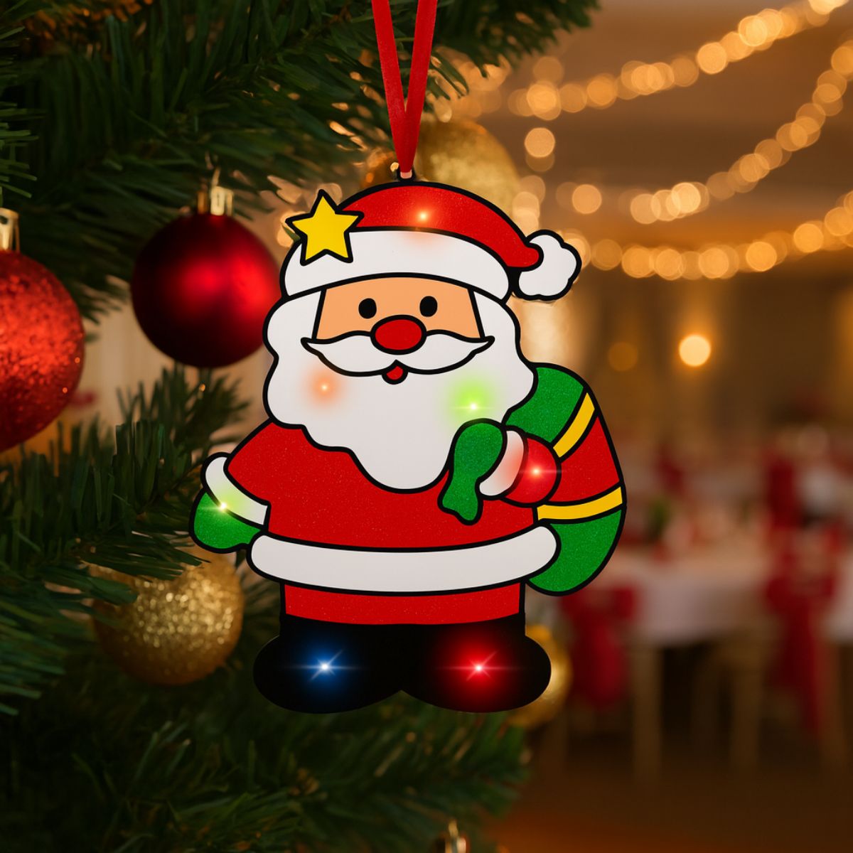 Colgante Viejo Pascuero Con Luz Led Pequeño en arbol de navidad - Louicid