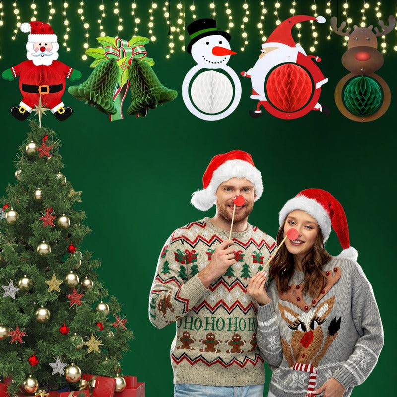 Colgante Campanas Verde viejo pascuero muñeco de nieve y reno Decoración Para Navidad - Louicid