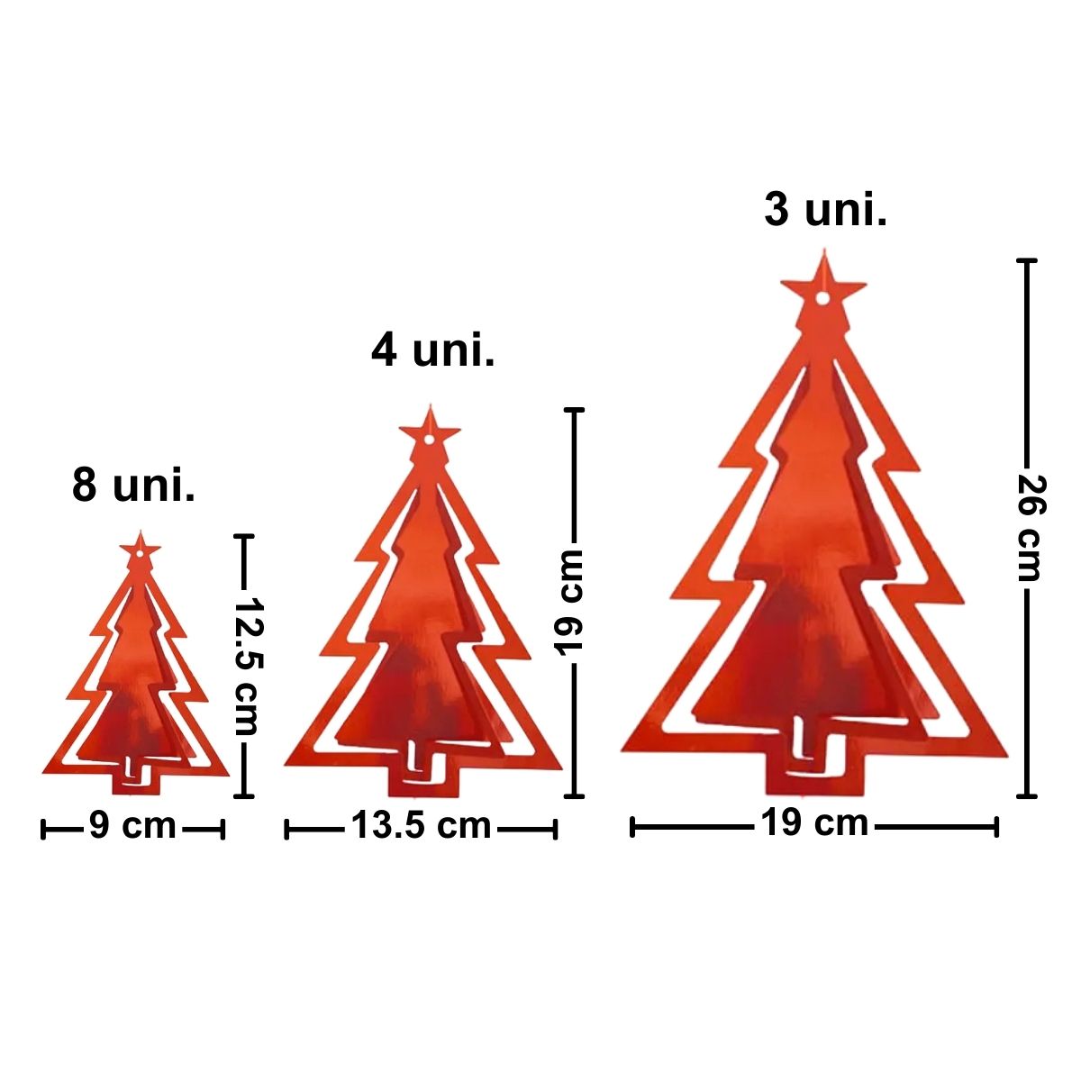 Colgantes Navideños Arbolitos Rojos 15 Piezas Medidas - Louicid