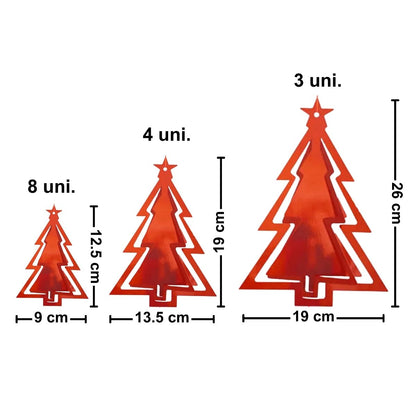 Colgantes Navideños Arbolitos Rojos 15 Piezas Medidas - Louicid