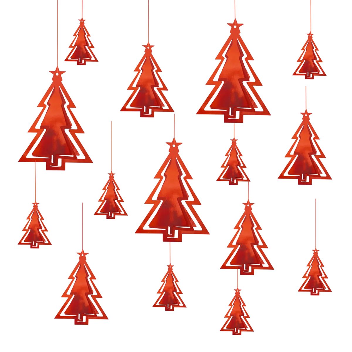Colgantes Navideños Arbolitos Rojos 15 Piezas - Louicid