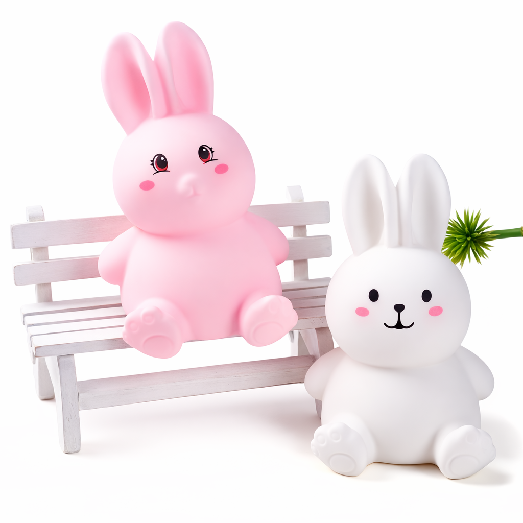 Conejitos Pascua 11cm Squishy Antiestrés Rosado y blanco sentado - Louicid