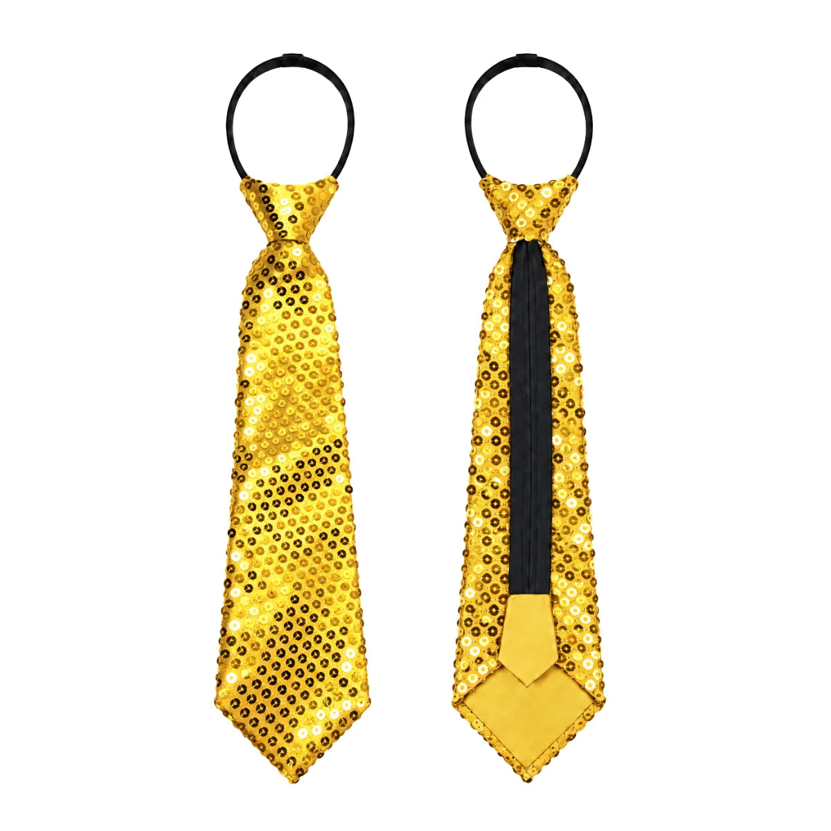 Corbata Lentejuelas 8x37cm para Fiestas Dorado - Louicid