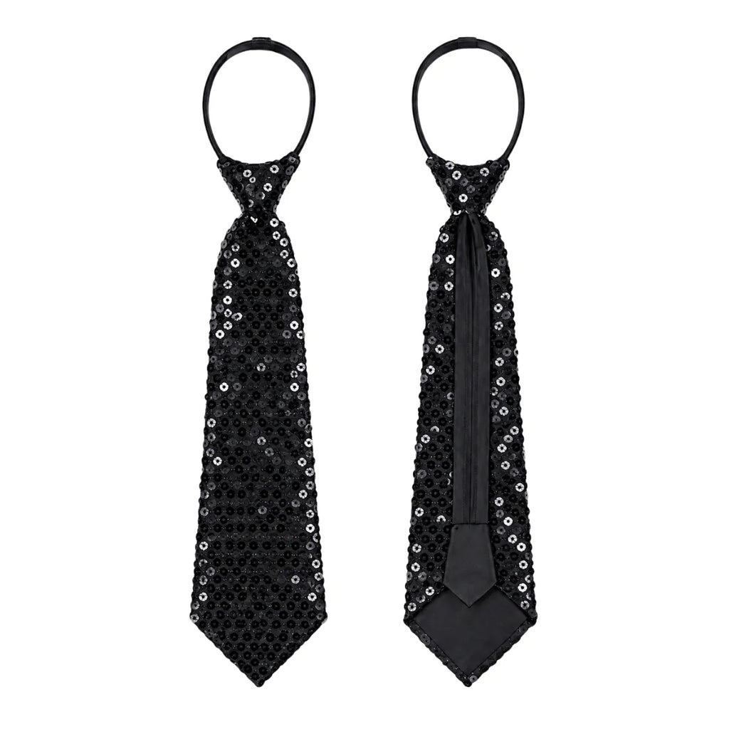Corbata Lentejuelas 8x37cm para Fiestas Negro - Louicid