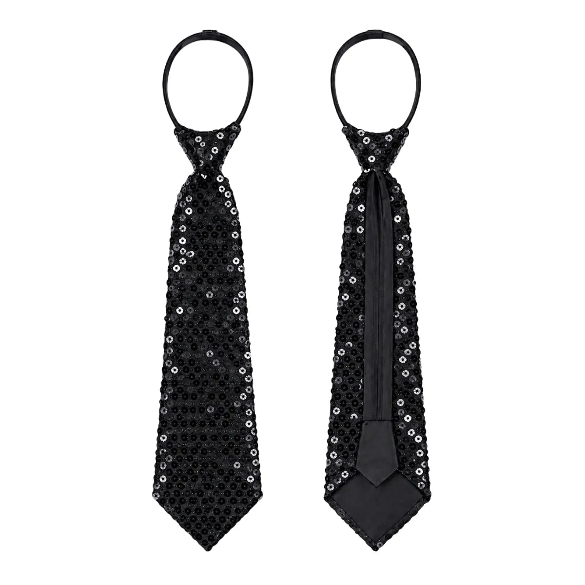 Corbata Lentejuelas 8x37cm para Fiestas Negro - Louicid