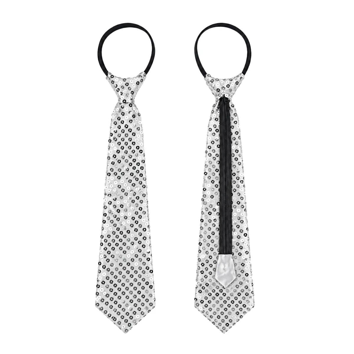 Corbata Lentejuelas 8x37cm para Fiestas Plateado - Louicid