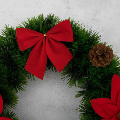 Corona Navideña Verde Con Lazo 30cm Detalle Accesorio - Louicid
