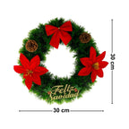Corona Navideña Verde Con Lazo 30cm Medidas - Louicid