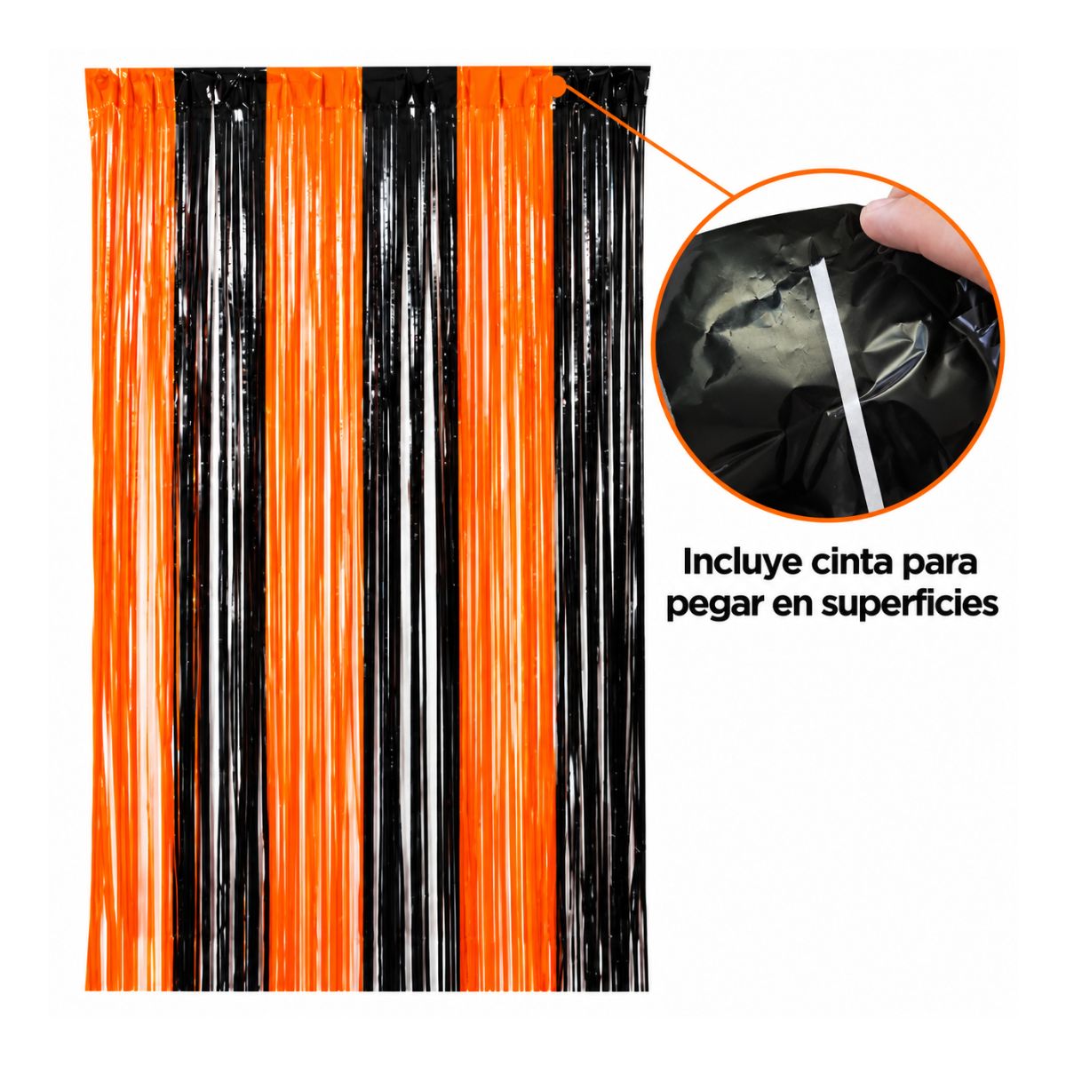 Cortina Halloween Negro Naranjo 2 Metros Incluye Cinta para pegar - Louicid