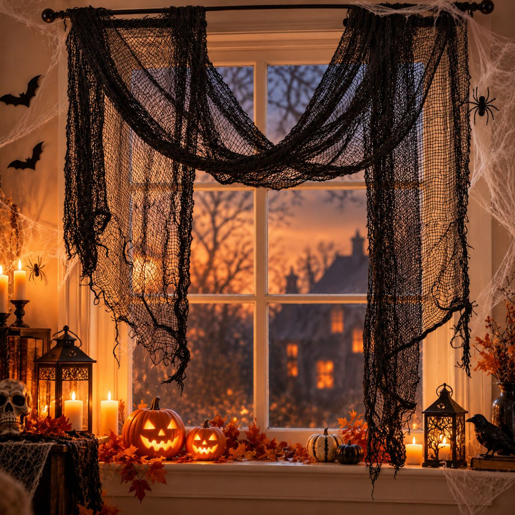 Cortina Malla Negra Celebración Halloween 76x198cm - Louicid