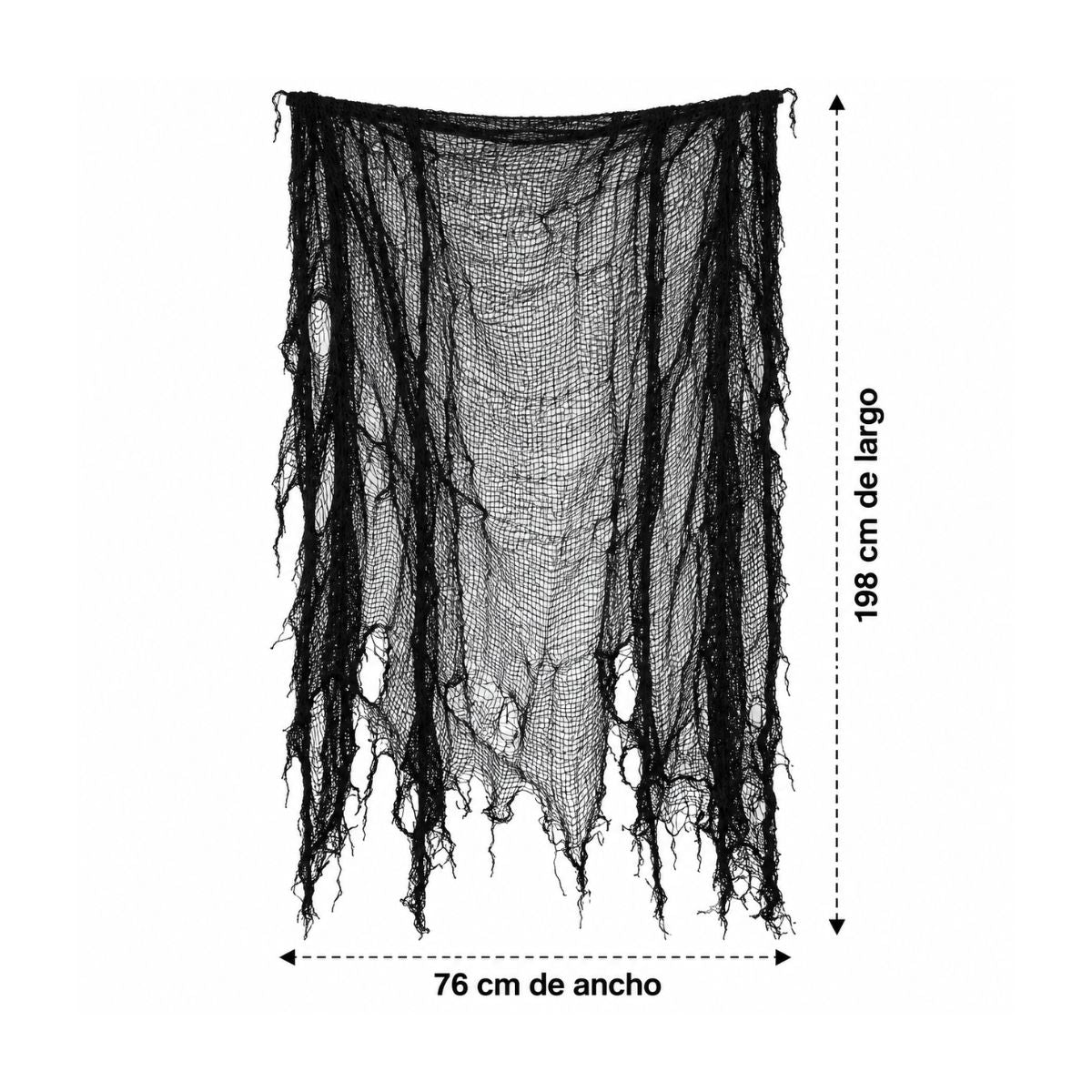 Cortina Malla Negra Halloween 76x198cm Medidas - Louicid