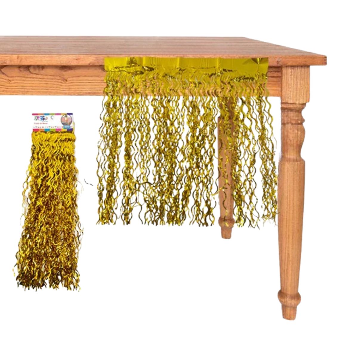 Cortina Metalizada 50x50cm Faldón Mesa Dorado - Louicid