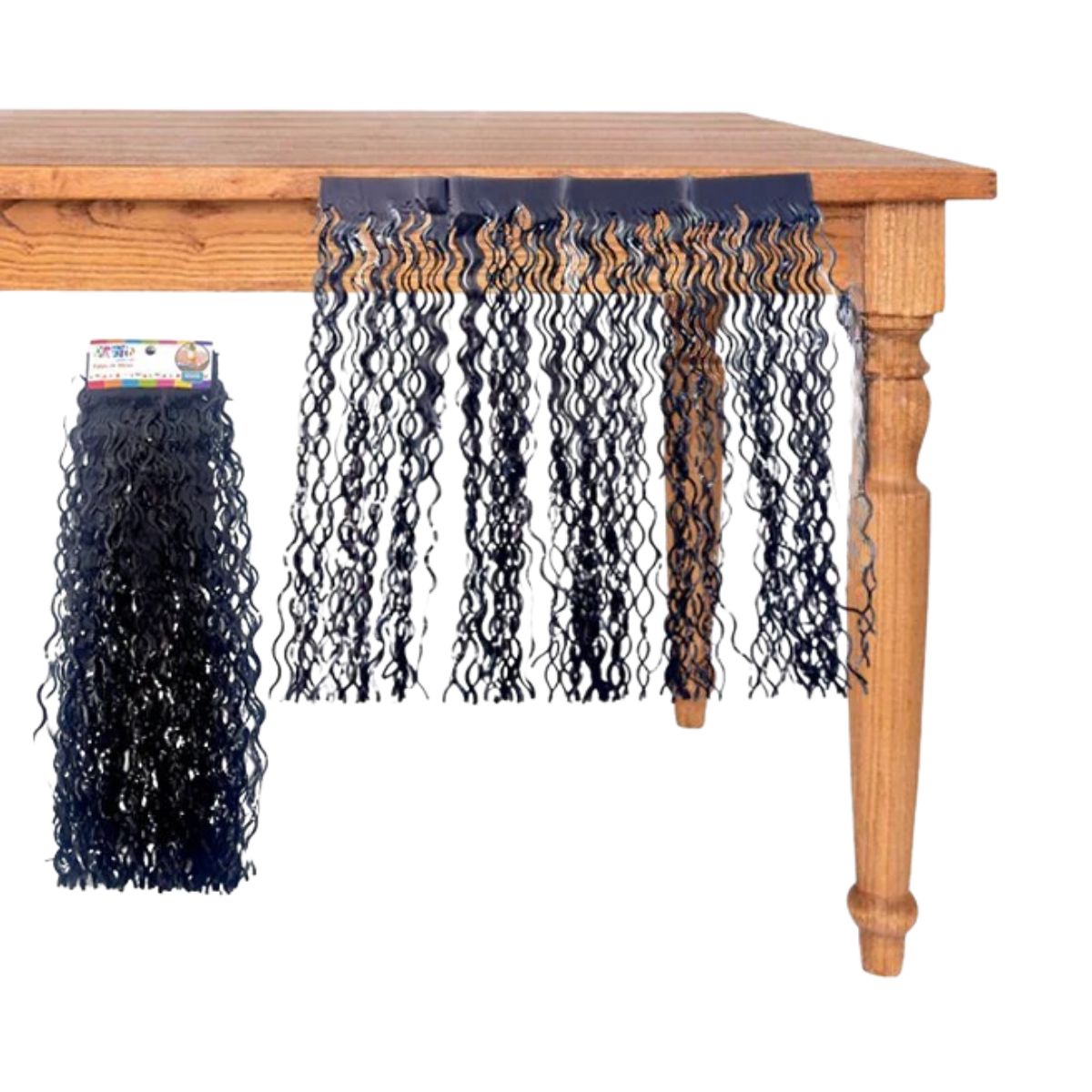 Cortina Metalizada 50x50cm Faldón Mesa Negro - Louicid