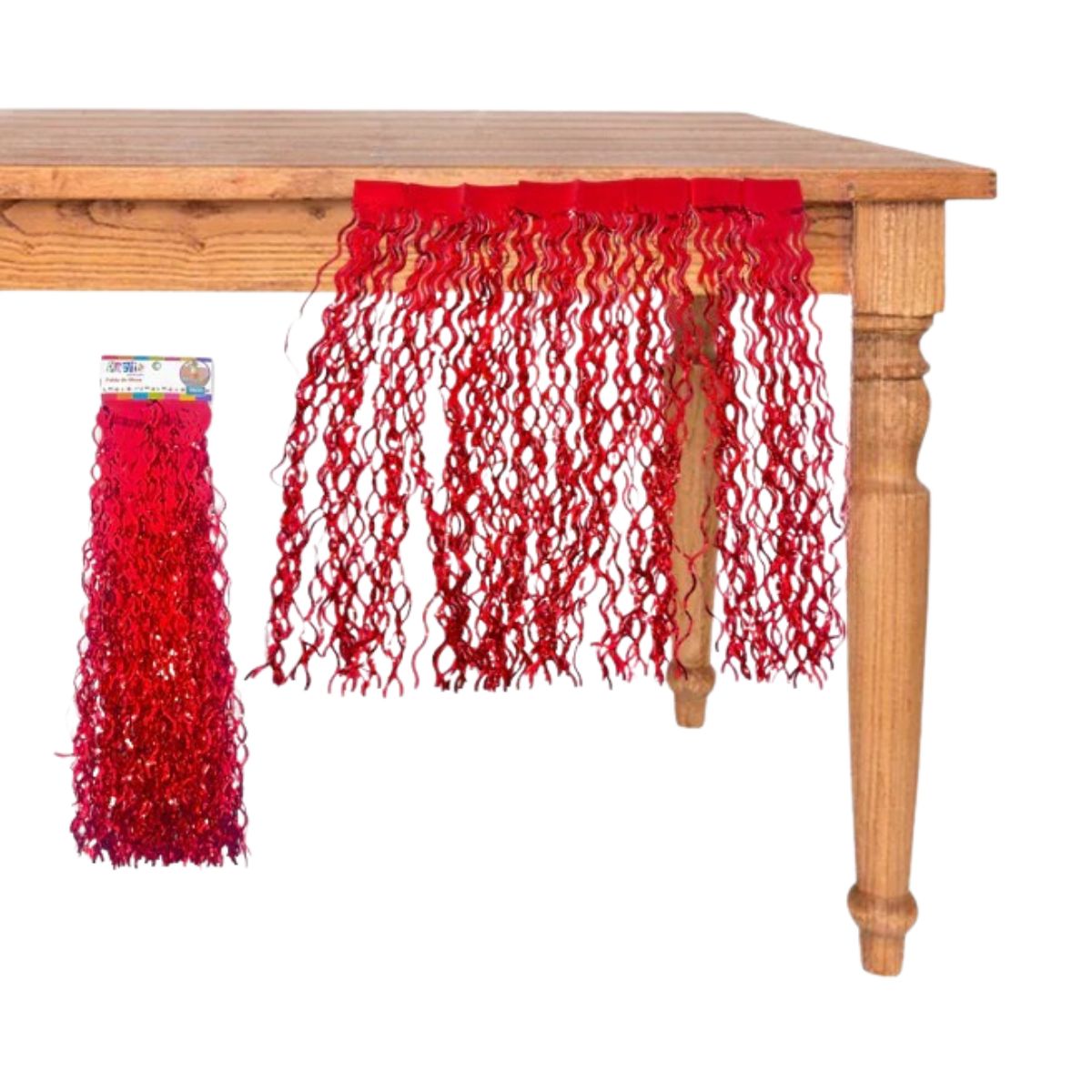 Cortina Metalizada 50x50cm Faldón Mesa Rojo - Louicid