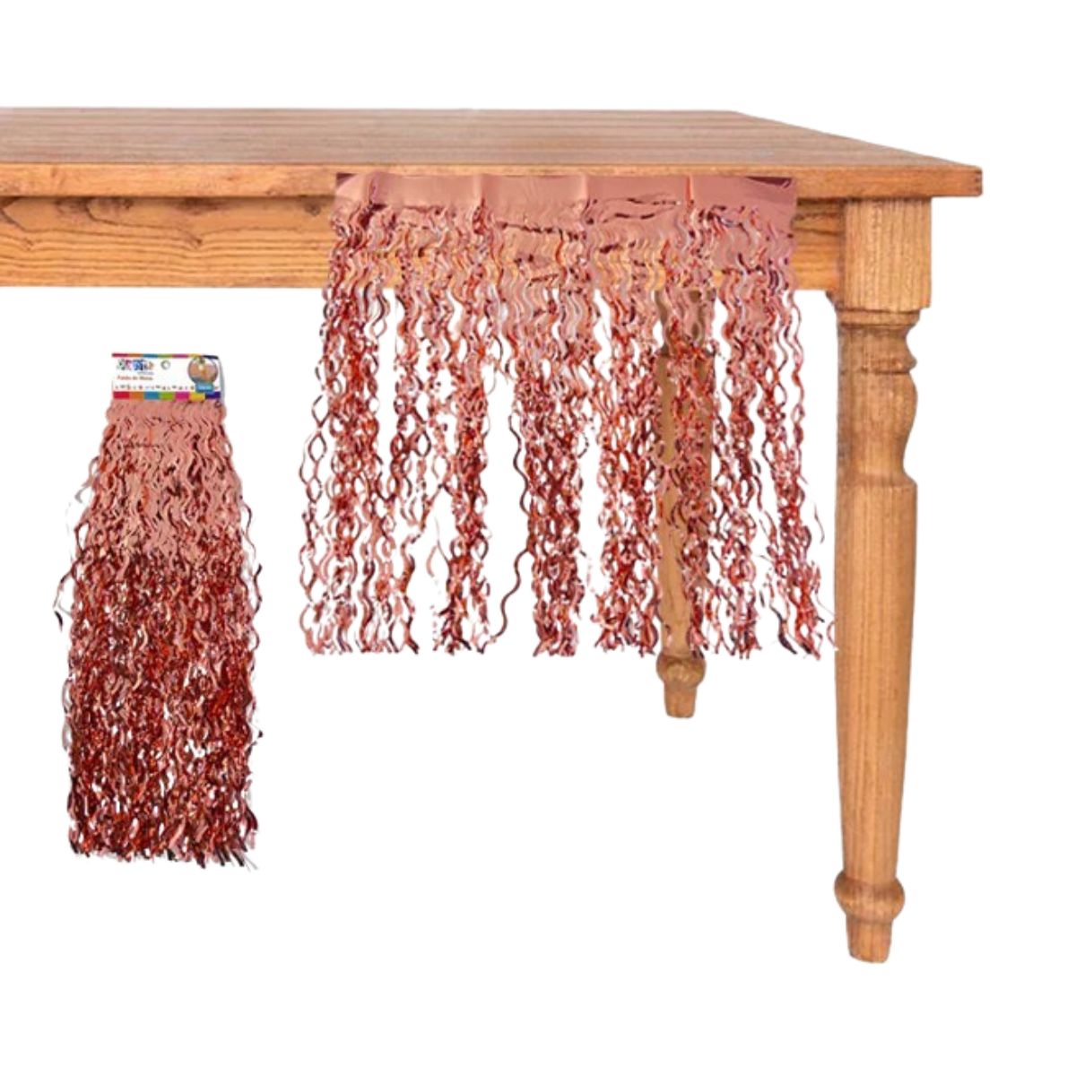 Cortina Metalizada 50x50cm Faldón Mesa Rosado Ocre - Louicid
