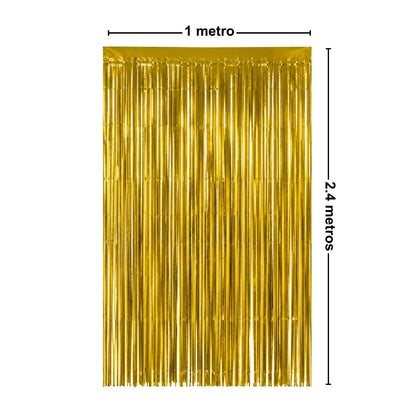 Cortina Metalizada Dorada 240x100cm Medidas - Louicid