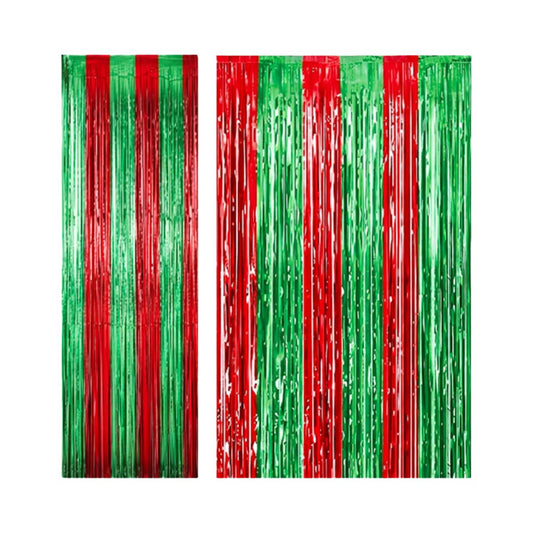 Cortina Navideña Metalizada Rojo Verde 2mts - Louicid