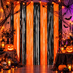 Cortina Negro Naranjo 2 Metros Decoración Halloween - Louicid