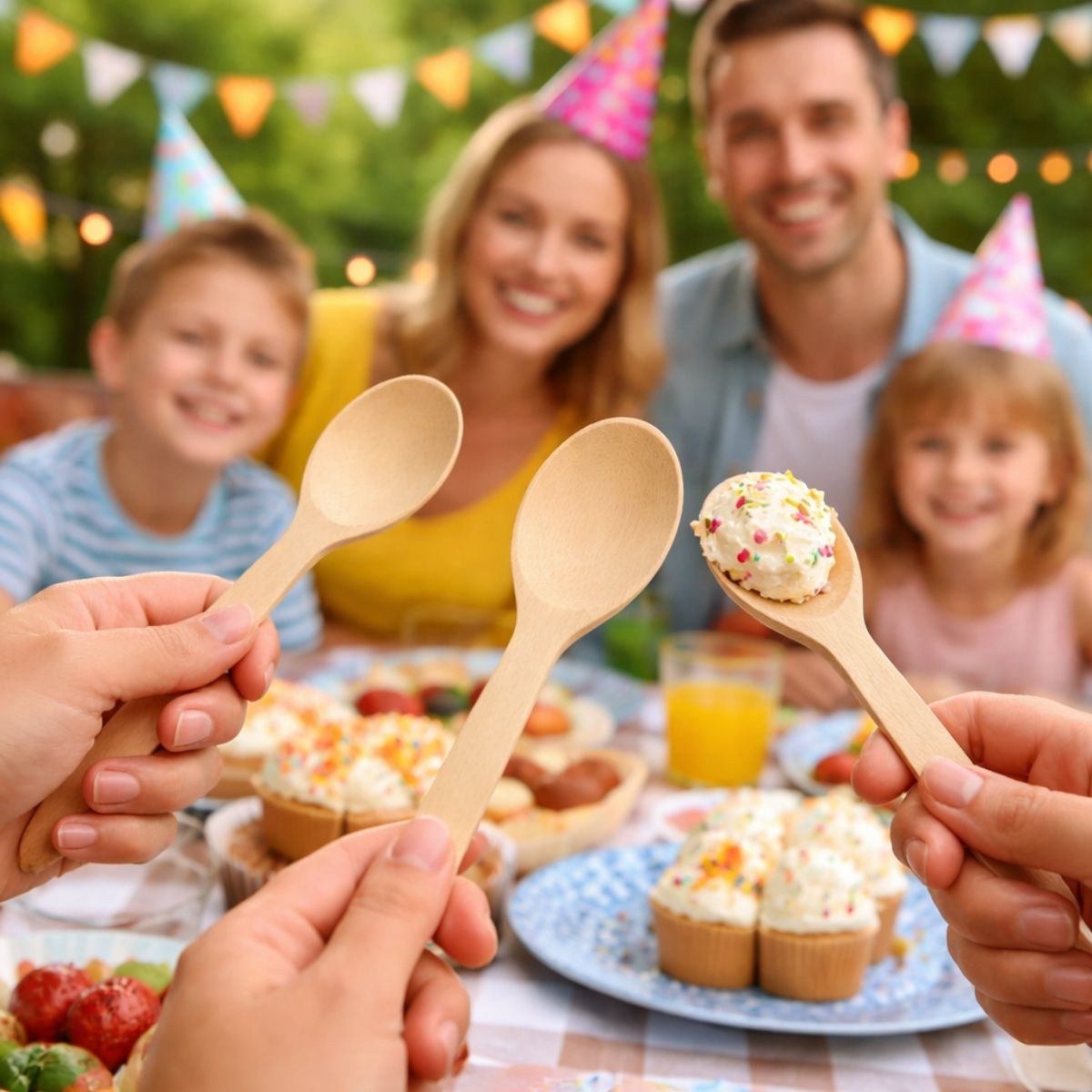 Cucharas de Madera Ecológicas 10pzas Fiesta Cumpleaños - Louicid