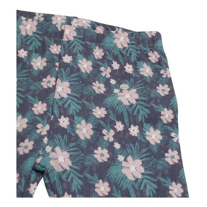 Calza De Niña Azul Estampado Floreal Pillin - Louicid