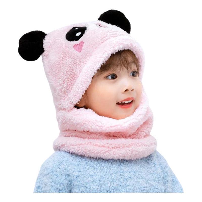 Pasamontaña De Felpa Oso Panda Gorro Con Cuello Infantil - Louicid