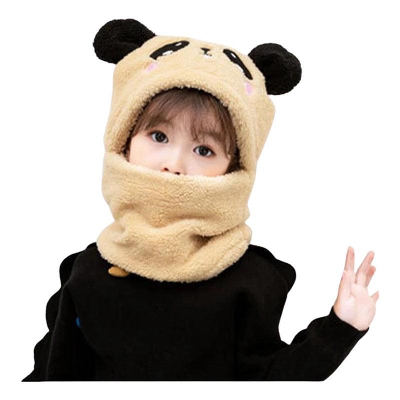 Pasamontaña De Felpa Oso Panda Gorro Con Cuello Infantil - Louicid