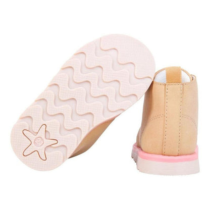 Botin De Niña Urbano Café Con Cordones - Louicid