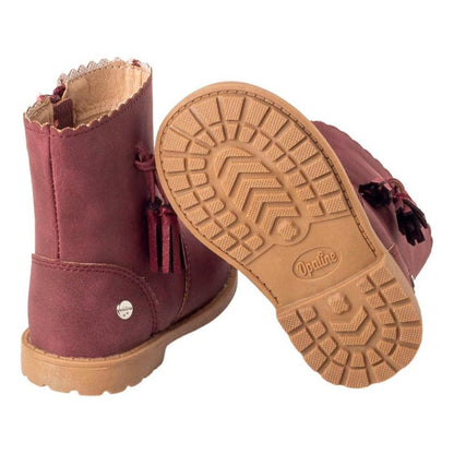 Bootie De Niña Piping Y Pompon Opaline - Louicid