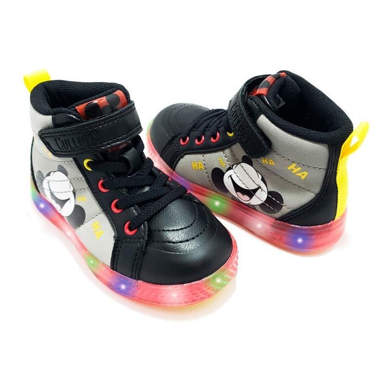 Zapatilla Colloky Disney De Niño Con Luces Color Negro - Louicid