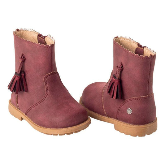 Bootie De Niña Piping Y Pompon Opaline - Louicid