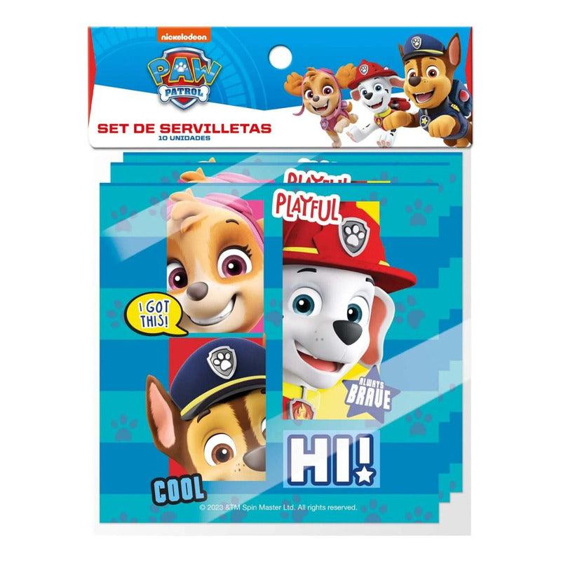 Set 10 Servilletas Paw Patrol 33x33 Cm Para Cumpleaños - Louicid