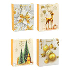 Bolsa Para Regalo Dorado Grande 32x26x10cm Diseño Navidad - Louicid