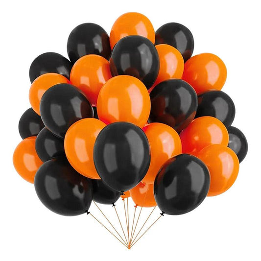 Pack 25 Globos Lisos Naranja & Negro N9 Decoración Halloween - Louicid