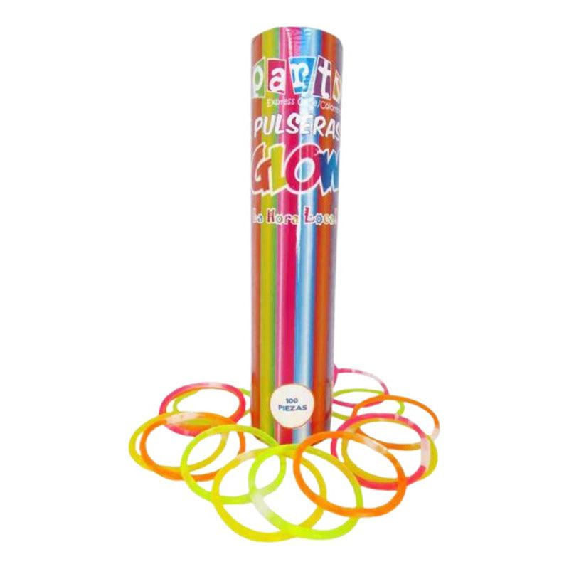 100 Pulseras Flúor Tik Tok Fiestas Neón Brillan En Oscuridad - Louicid
