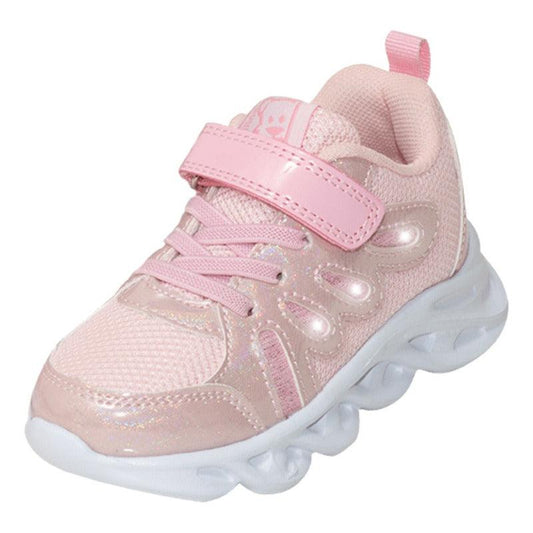 Zapatilla Niña Velcro Elástico Con Luces Led Rosado - Louicid