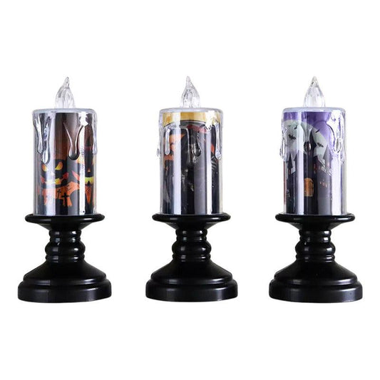 Set 3 Lamparas Con Luz Led Vela Decorativa Para Halloween - Louicid