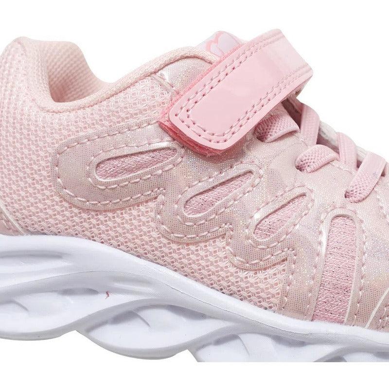 Zapatilla Niña Velcro Elástico Con Luces Led Rosado - Louicid