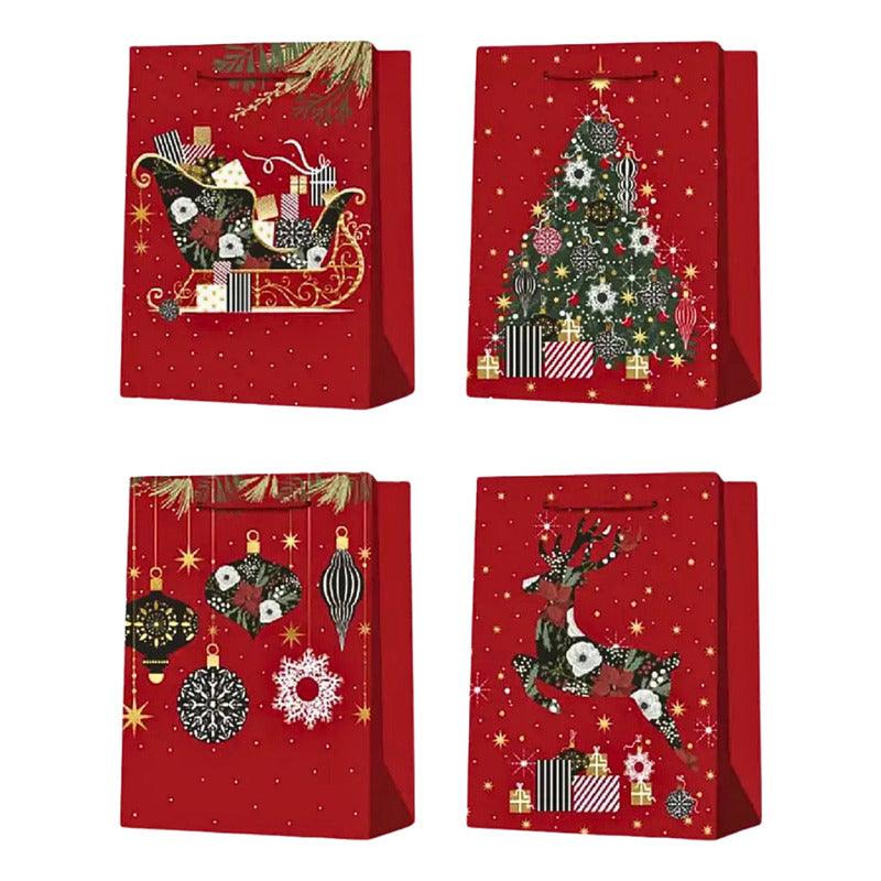 Bolsa Para Regalo Burdeo Grande 32x26x10cm Diseño Navidad - Louicid