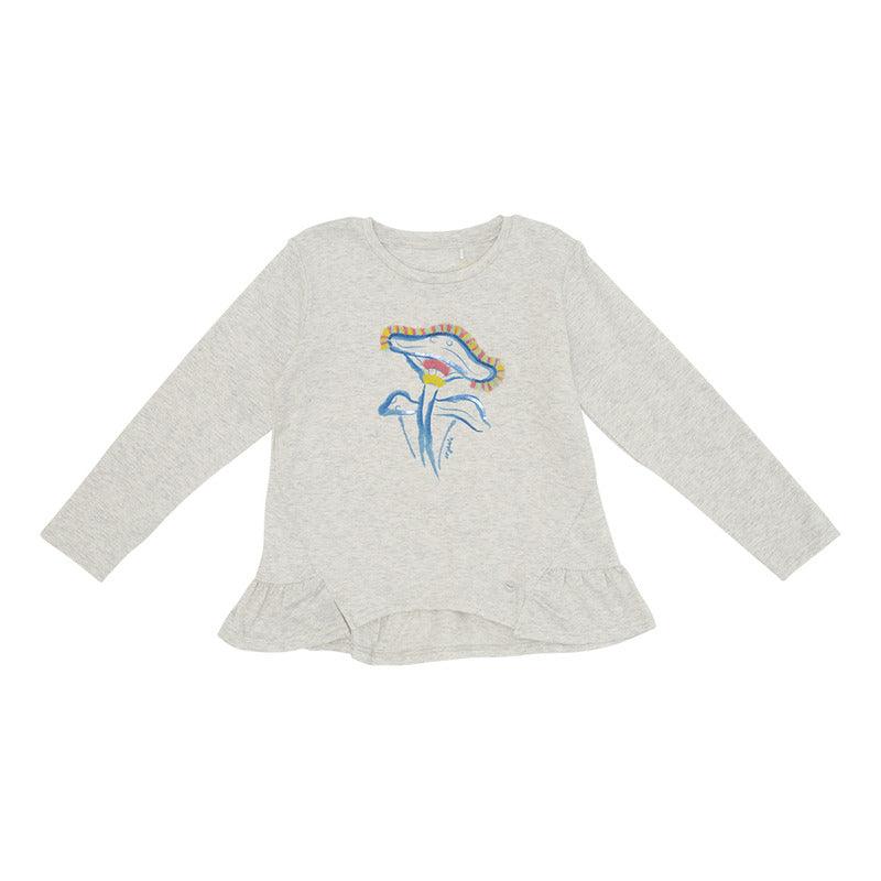 Polera De Niña Manga Larga Gris Claro Pillin - Louicid