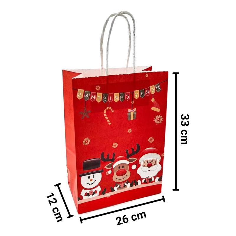 Bolsa Para Regalo Pascuero Pequeño 33x26x12cm Diseño Navidad - Louicid