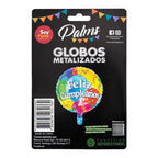 Globo Aluminio Redondo Feliz Cumpleaños Decoración Palms - Louicid